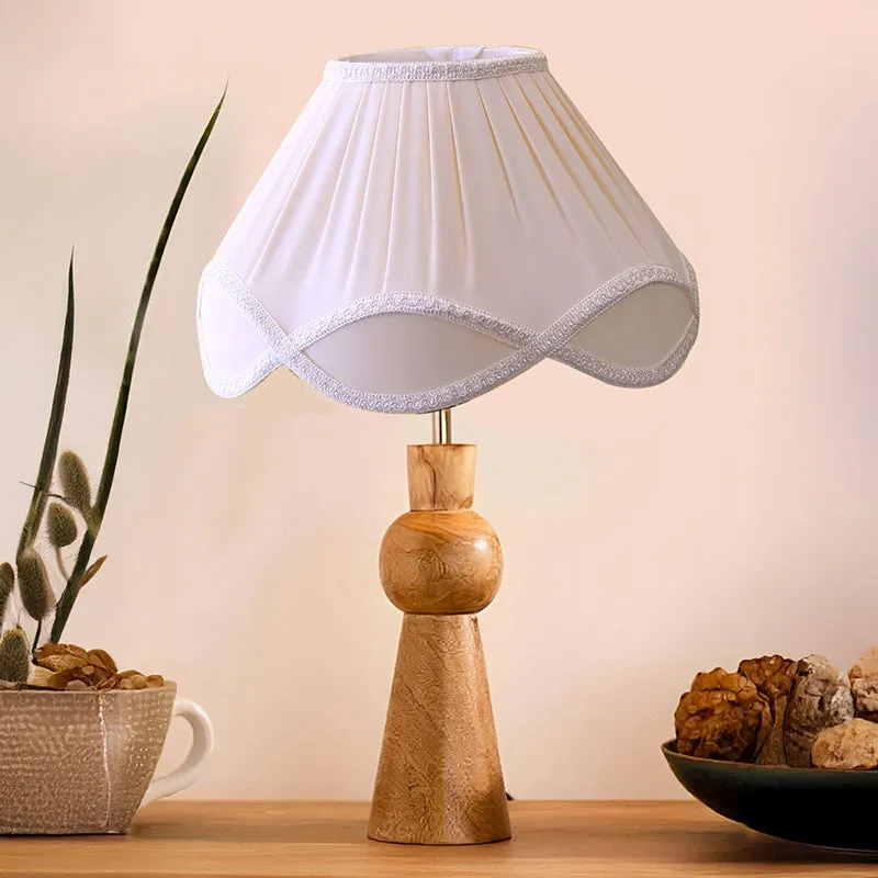Angler Terra Wooden Table Lamp - White,Brown media 2