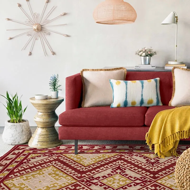 Loreth Hand Tufted Ethnic Wool & Nylon Carpet - Maroon media 6