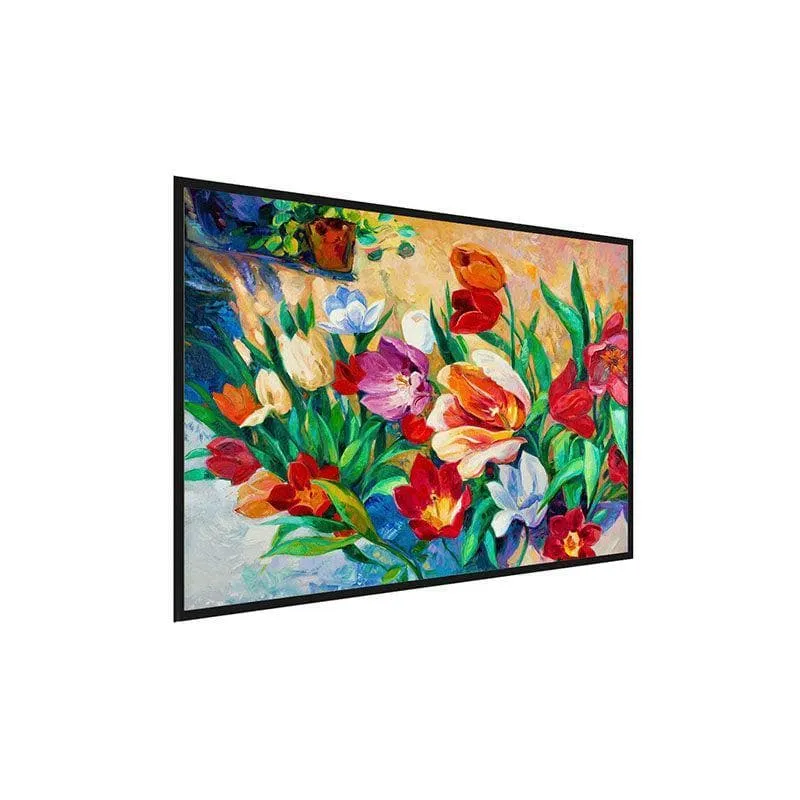 Dancing Flowers Wall Painting - Black Frame media 3