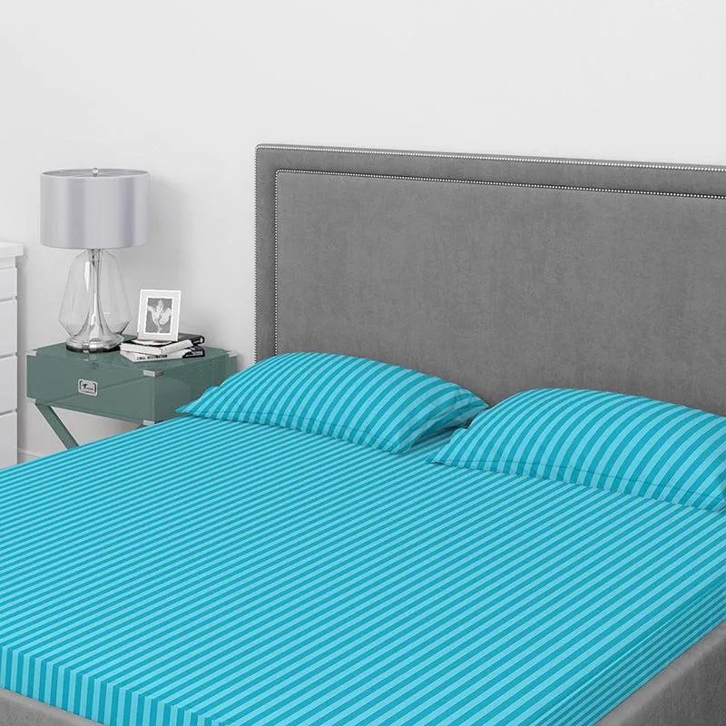 Chic Lines Geometric Cotton Bedsheet (Electric Blue) - 210 TC media 7