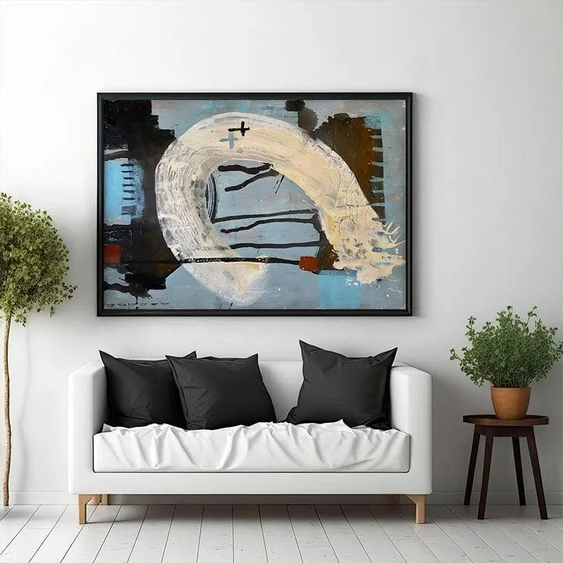Fresh Start Abstract Canvas Painting - Blue - Black Frame media 3
