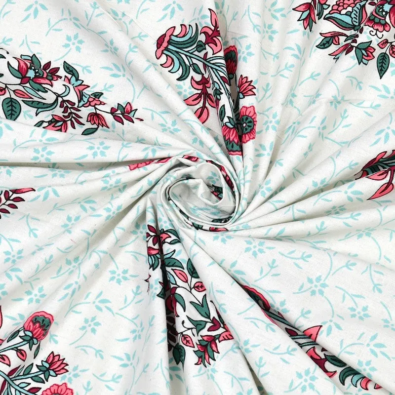 Royally Cotton Bedsheet (Pink,Green,White) - 240 TC media 5
