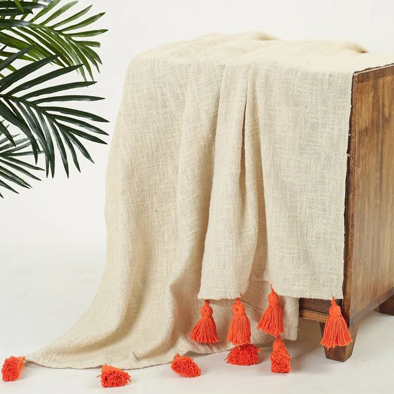 Tassura Tasselled Cotton Throw - Orange media 3