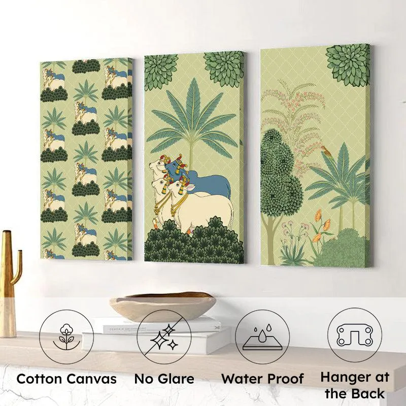 Emerald Pichwai Wall Art - Set Of Three media 10