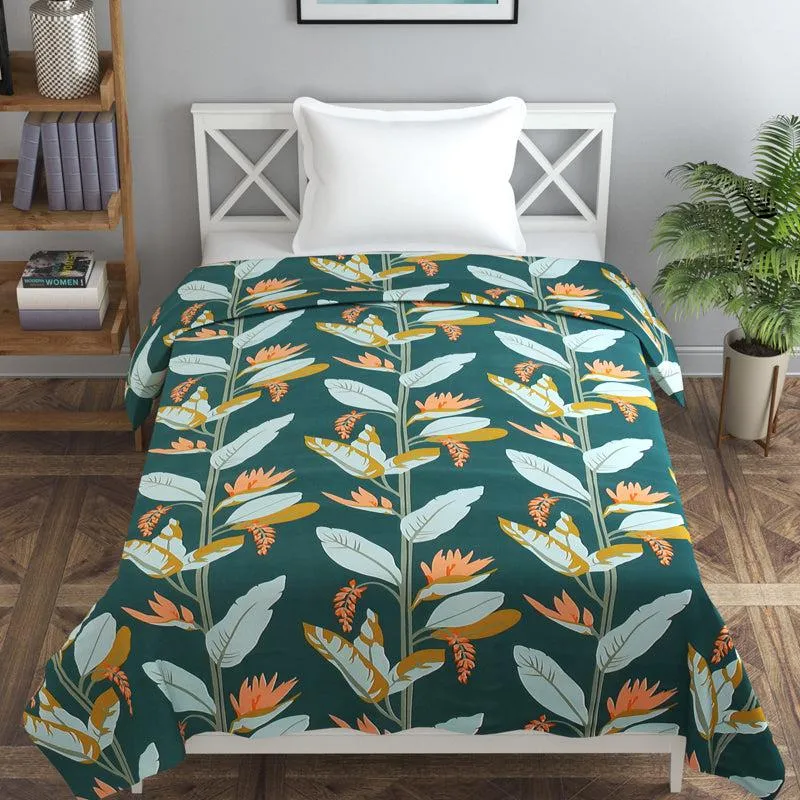 Whispering Fields Cotton Duvet Cover (Green & White) - 210 TC media 4