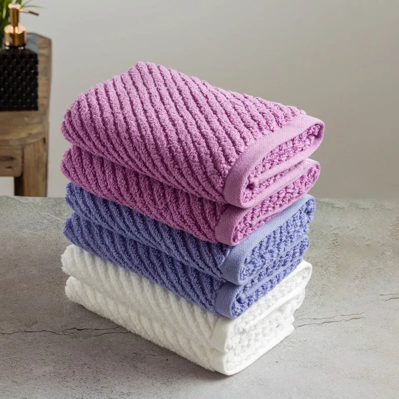Nautica Riviera Soft Cotton Hand Towel (White, Lilac & Blue) - Set Of Six media 1