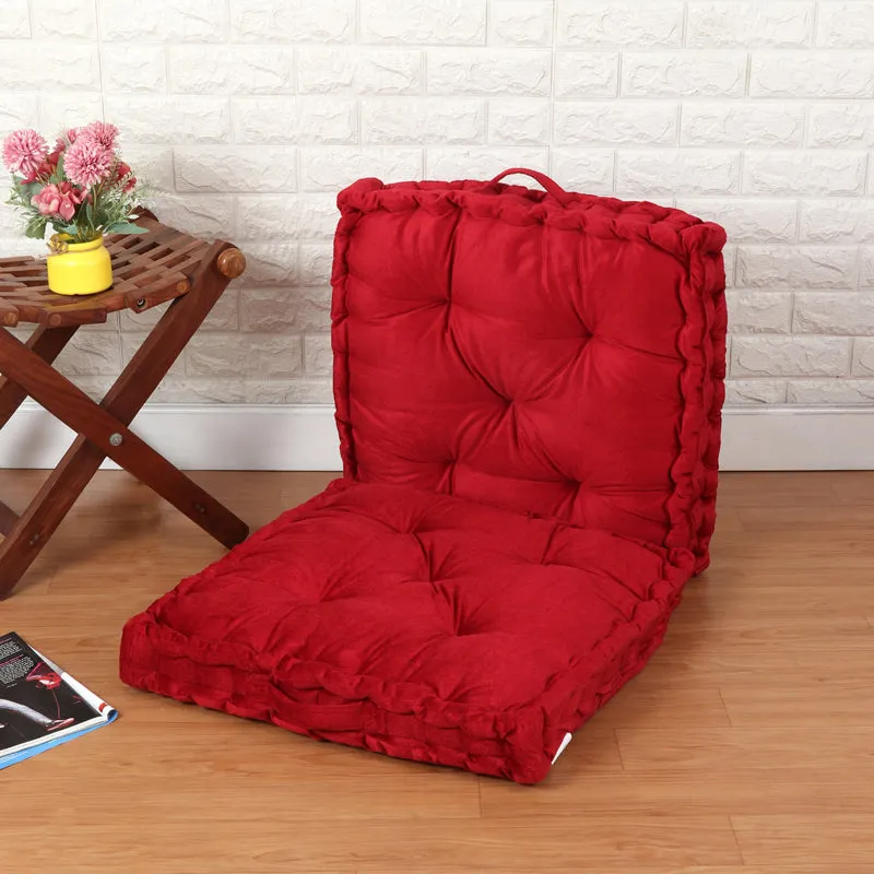 Thera Velvet Floor Cushion (Maroon) - Set Of Two media 1