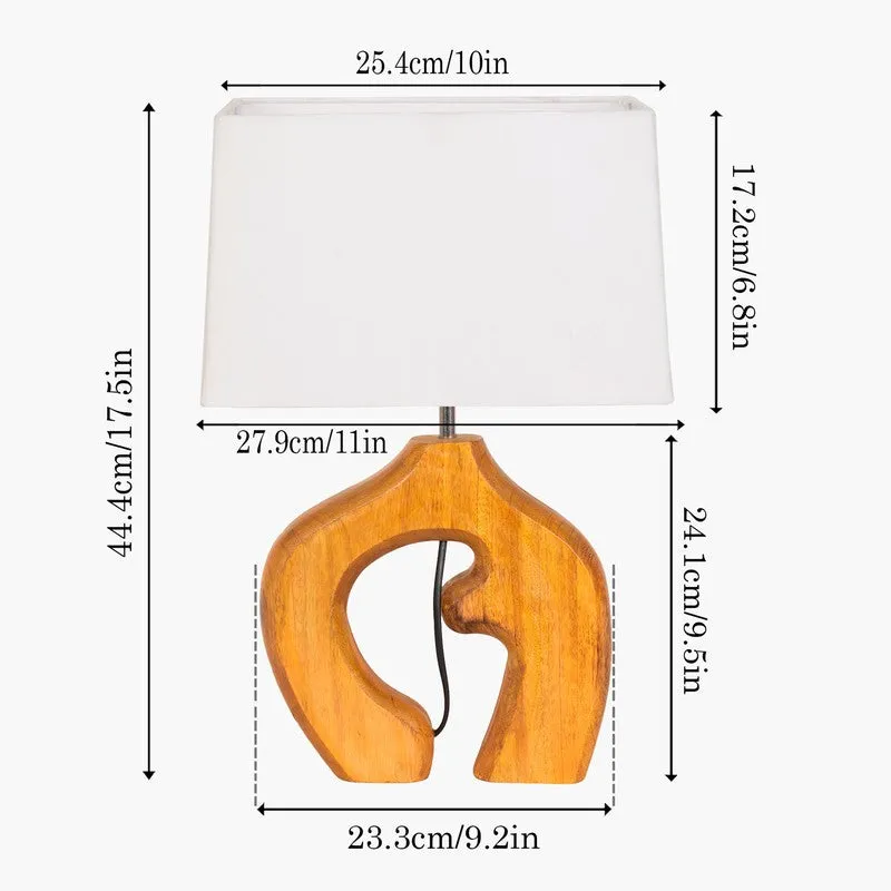Natura Curve Wooden Fabric Table Lamp - White,Brown media 6