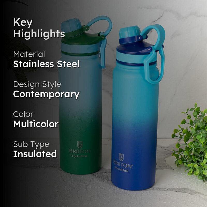 Serene Sip Hot & Cold Thermos Water Bottle (Green & Blue, 800 mL Each) - Set Of Two media 2