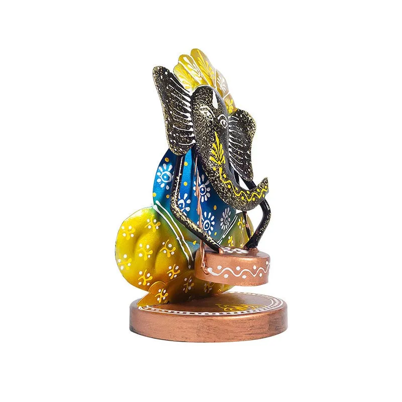 Ganesh Playing Damru Iron Handcrafted Idol media 4