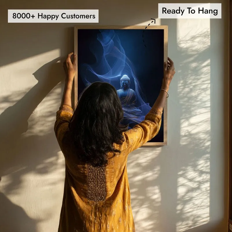 Ethereal Buddha Archival Paper Wall Painting With Brown Frame media 7