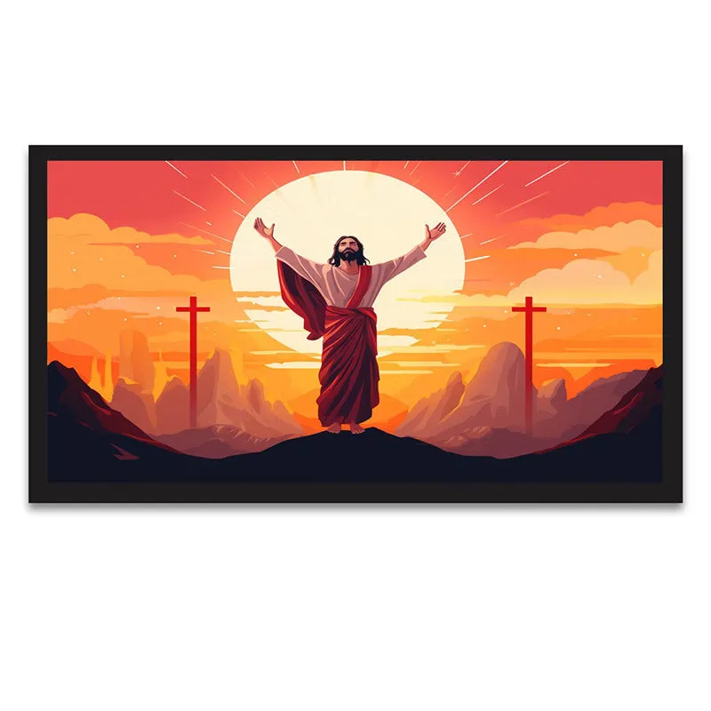 Jesus Saviour Wall Painting With Frame media 5