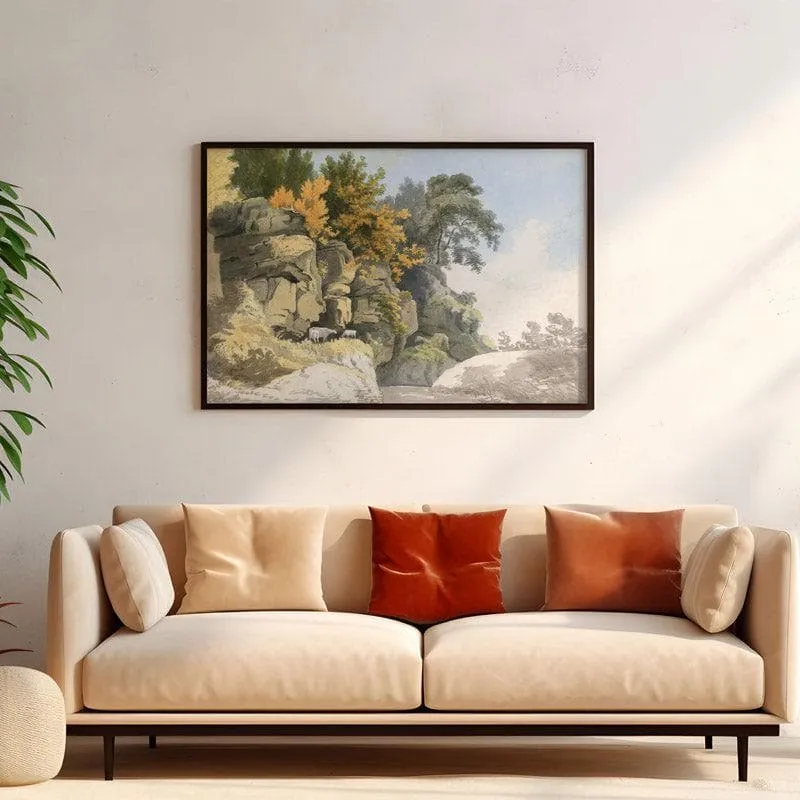 Stream In The Woods Canvas Wall Painting - Black Frame media 4