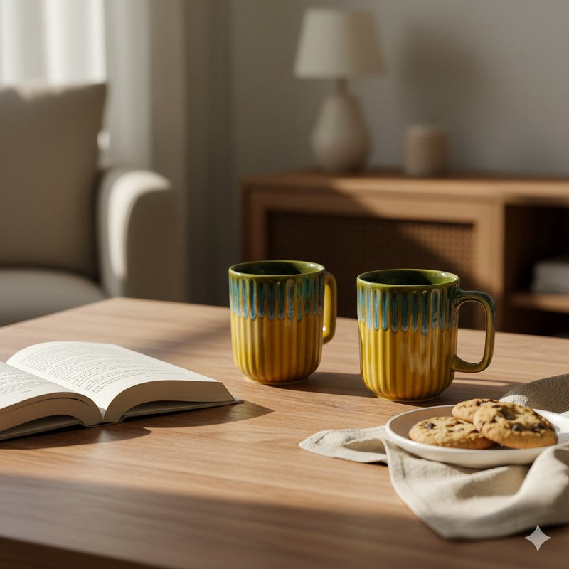 Brew Ceramic Coffee Mug (300 mL Each) - Set Of Two