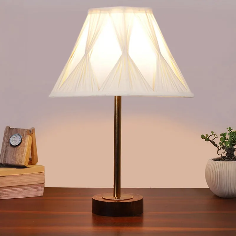Pleatra Pinch Rodin Wooden Table Lamp - Ivory,Gold,Brown media 2