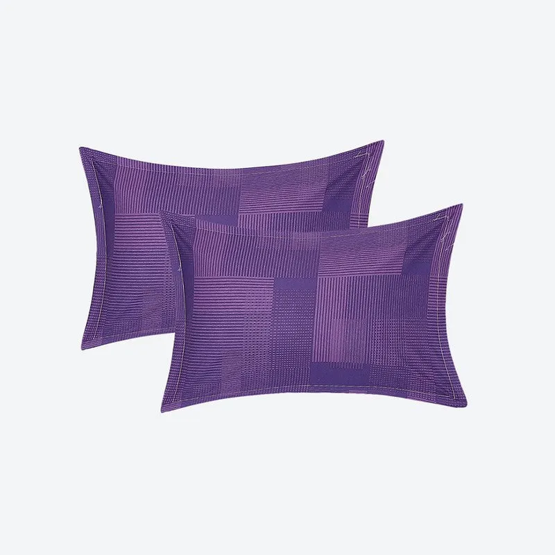 Monte Carlo Checkora Cotton Bedsheet (White,Purple) - 104 TC media 9
