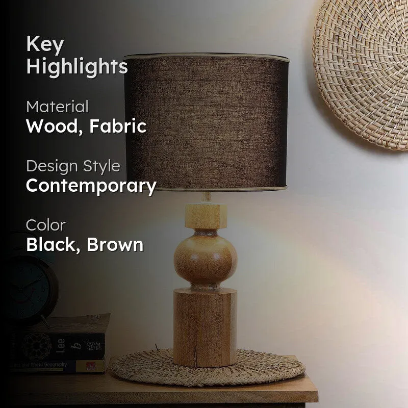 Orbium Wooden Table Lamp - Black,Brown media 2