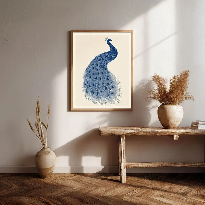 Minimal Peacock Motif Canvas Wall Painting With Brown Frame media 6