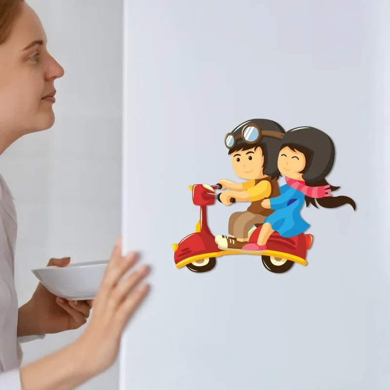 Couple Scooter Ride Fridge Magnet media 1