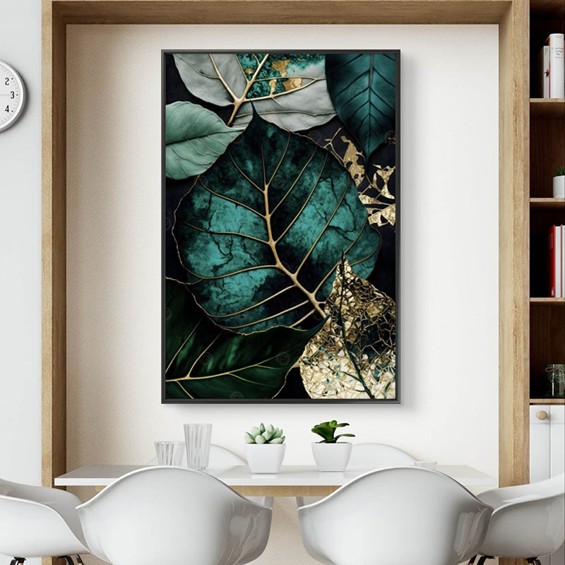 Midnight Leafs Wall Painting