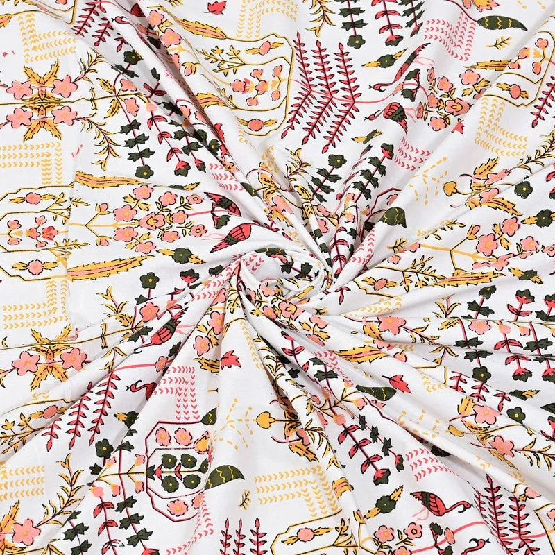 Serenza Floral Cotton Bedsheet (Pink & White) - 240 TC media 8