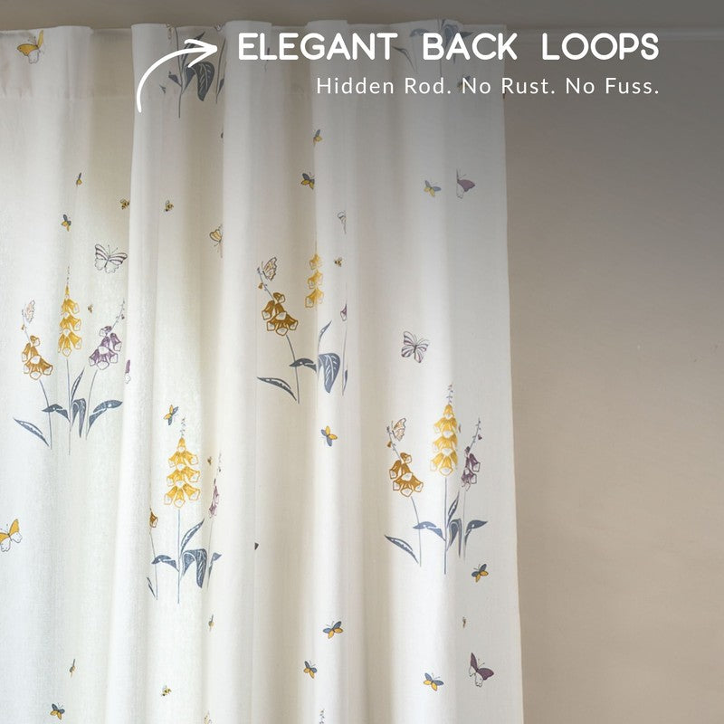 Tranquebar Home Petal Whisper Cotton Curtains(Yellow) - Set Of Two media 5