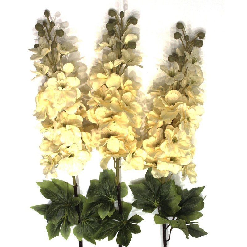 Real Look Artificial Delphinium Flower Stick (Cream) - Set of Three media 6