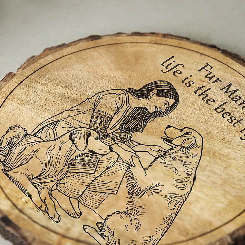 Fur Mama Life Wooden Showpiece - Round media 4
