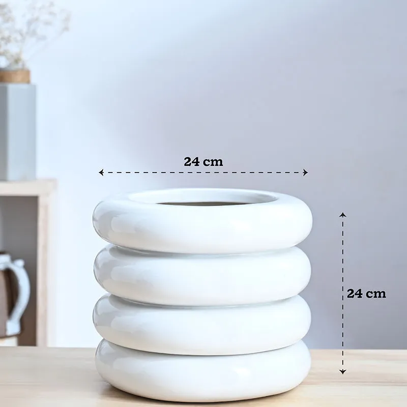 Ugaoo Ceramicurve Four Layer Ceramic Planter - White media 8