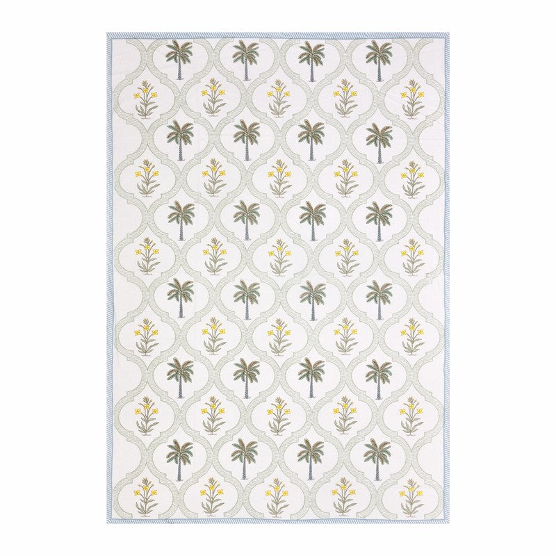 Haveli Block Cotton Bedsheet (Green,Yellow) - 180 TC media 4