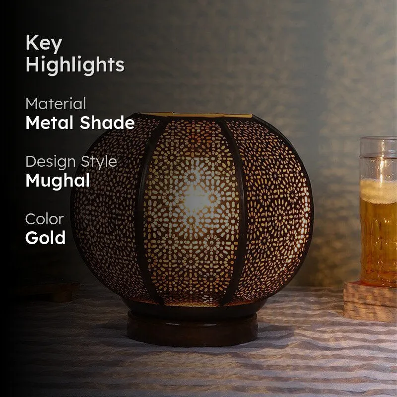 Nira Round Etched Metal Table Lamp - Gold media 2