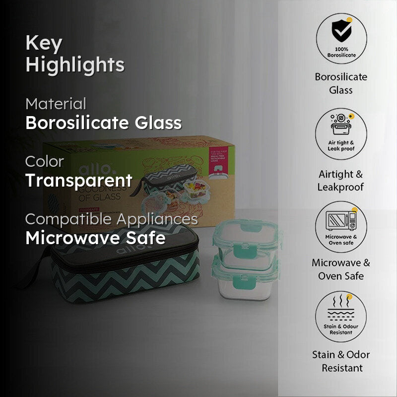 Jonas Lunchbox With Rectangle Chevron Bag (310 ML) - Set Of Two media 2