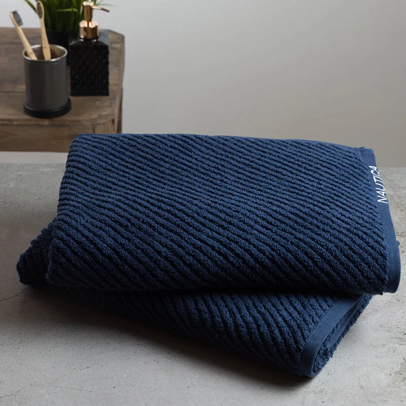 Nautica Riviera Soft Cotton Bath Towel (Navy Blue) - Set Of Two media 4