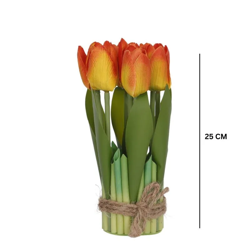 Realistic Artificial Tulip Bunch - Orange media 6