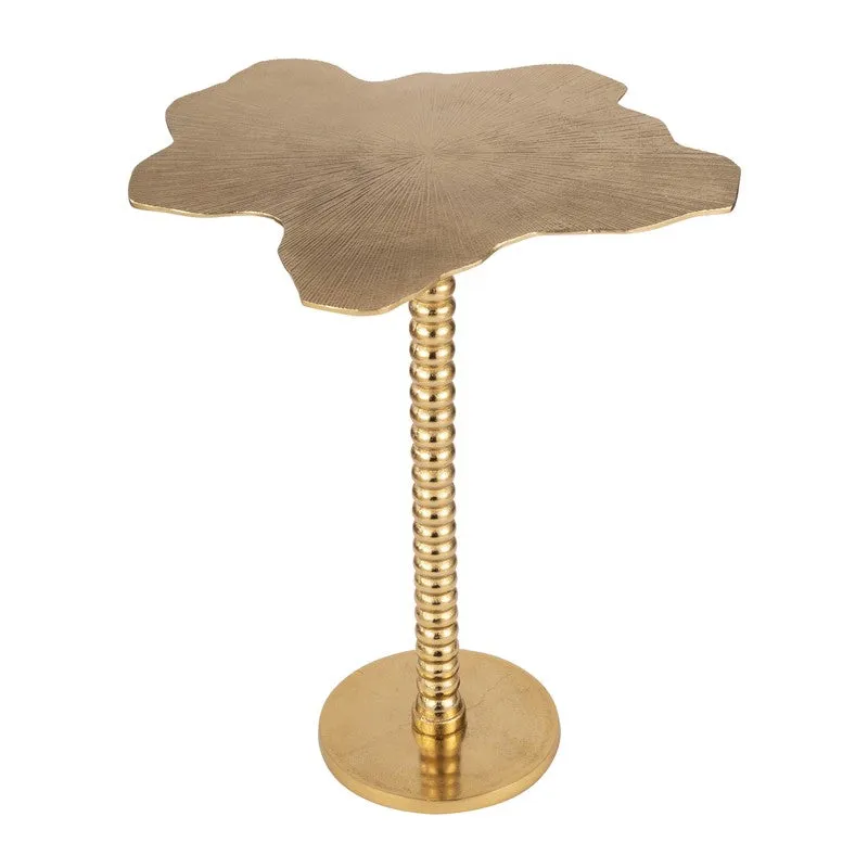 Floral Sculpt Aluminum Side Table - Gold media 4