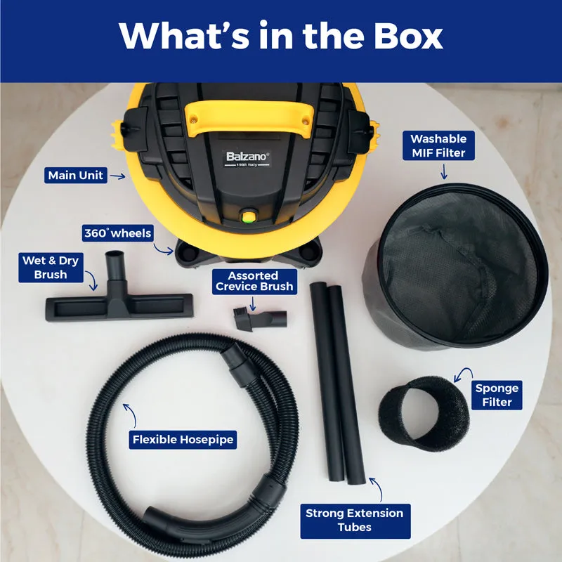 Balzano Pro Wet & Dry Vacuum Cleaner (Yellow/1200 W) - 20 L media 7