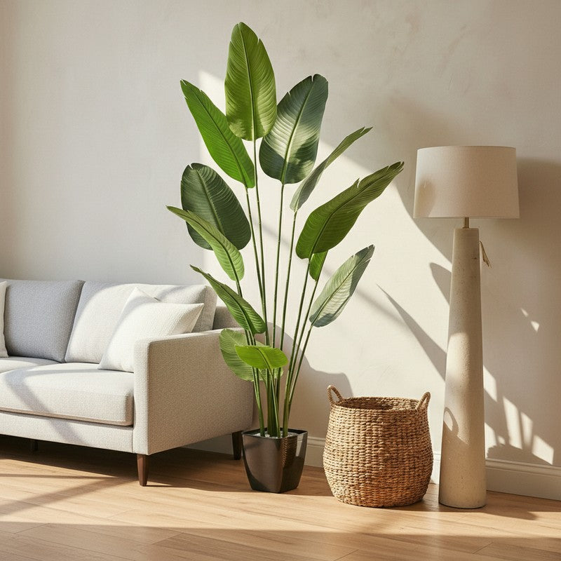 Virella Banana Leaf Palm Plant With Black Plastic Pot - 5.9 ft media 3