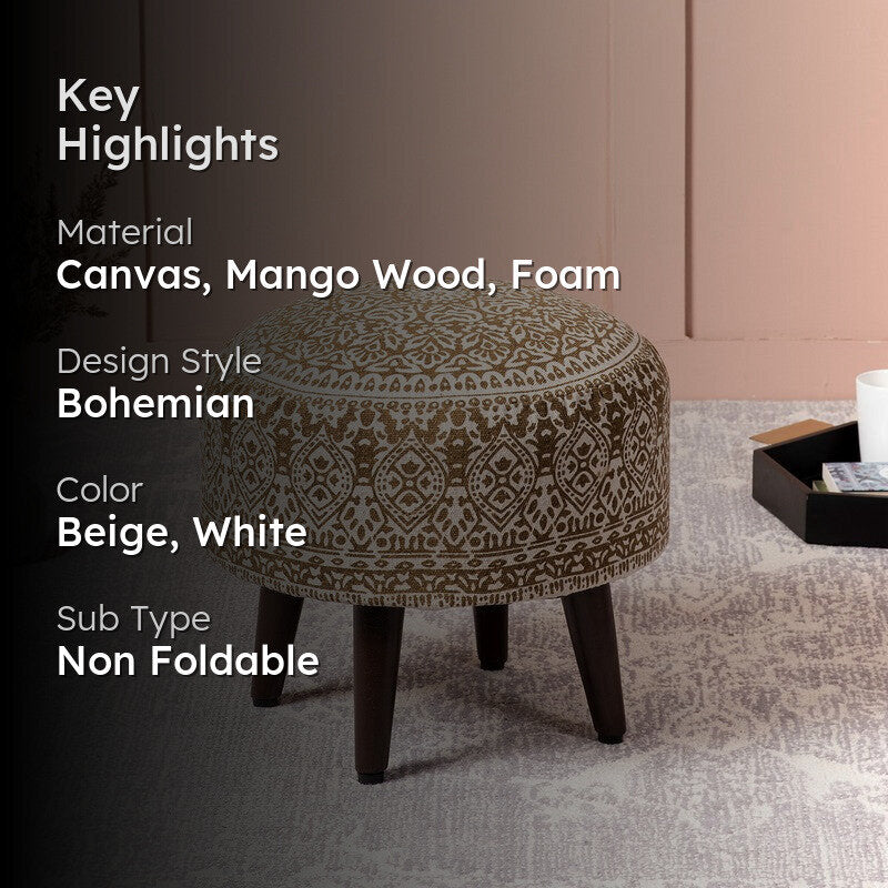 Chenova Cotton Ottoman - Beige media 2