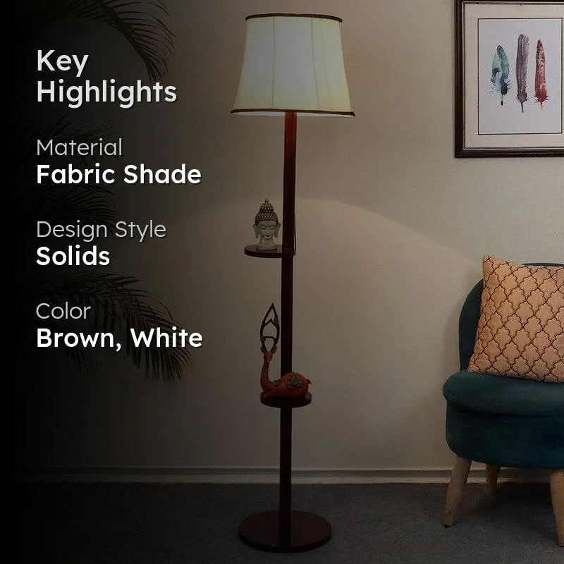 Lark Grace Floor Lamp With Shelf - White & Black media 2