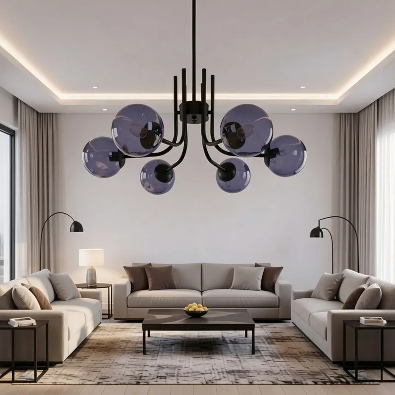 Smoky Globe Iron Sphere Ceiling Lamp - Black media 3