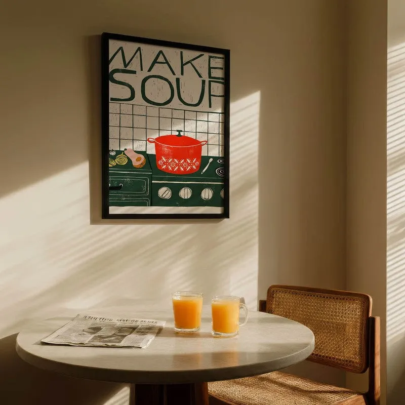 Make Soup Archival Canvas Wall Art - Black media 5