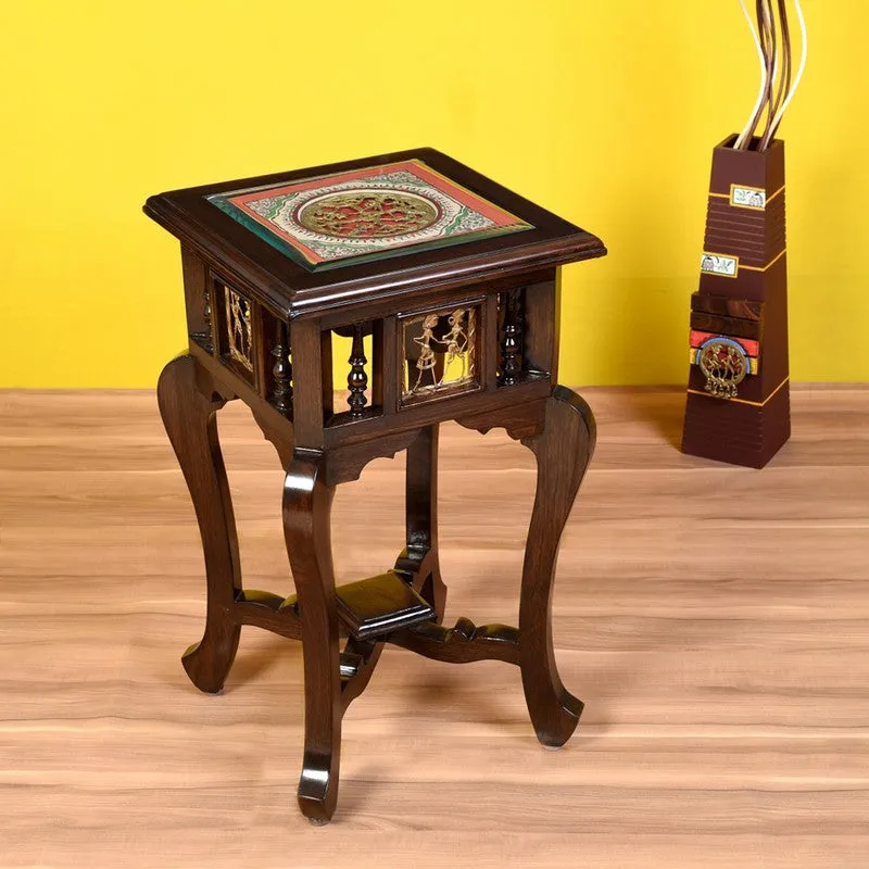 Karma Teak Wood Side Table media 1
