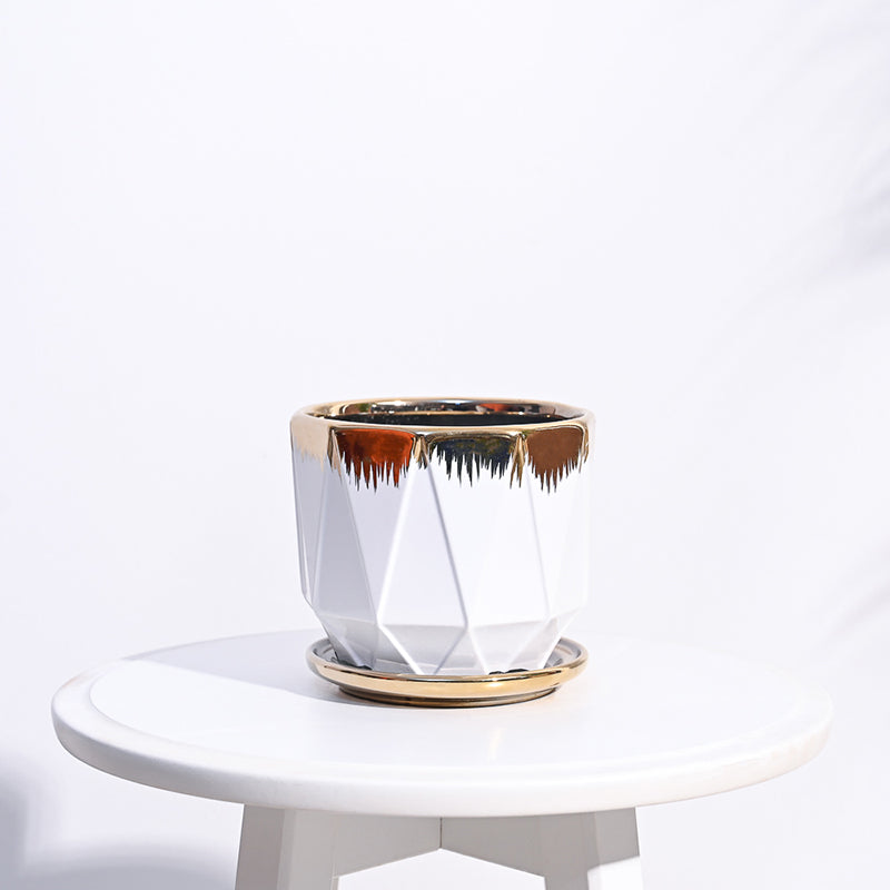 Ugaoo Geometri Ceramic Planter - White media 5