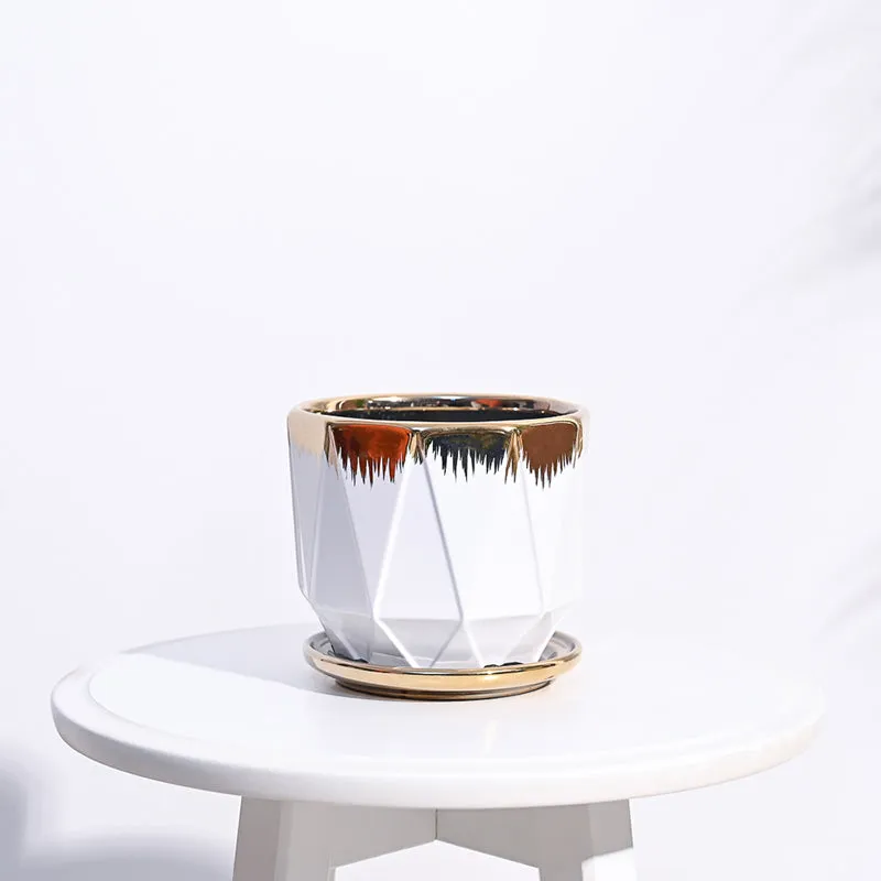 Ugaoo Geometri Ceramic Planter - White media 5