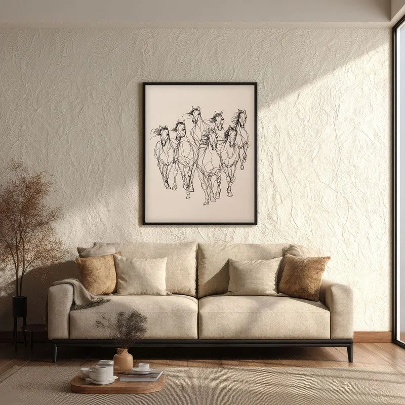 Graceful Horse Lines Wall Painting With Black Frame media 3
