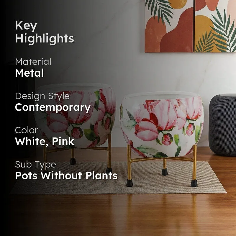 Lotus Bloom Handcrafted Planter With Stand - Four Piece Set media 2