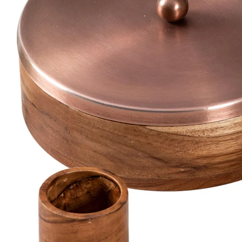 Zaikra Acacia Wood Round Masala Box media 5