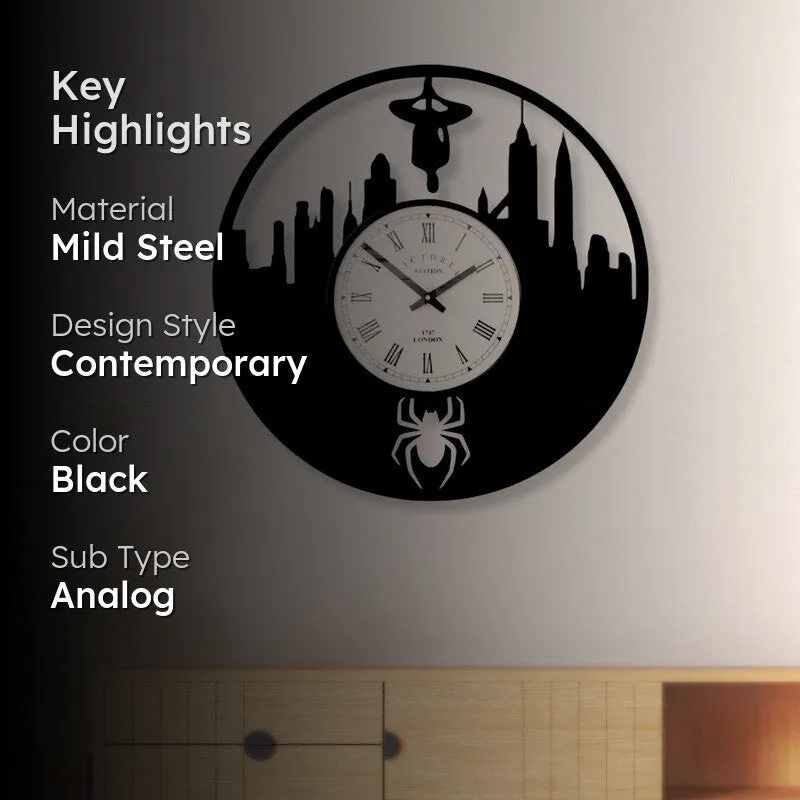Spiderman Steel Analog Wall Clock - Black media 2