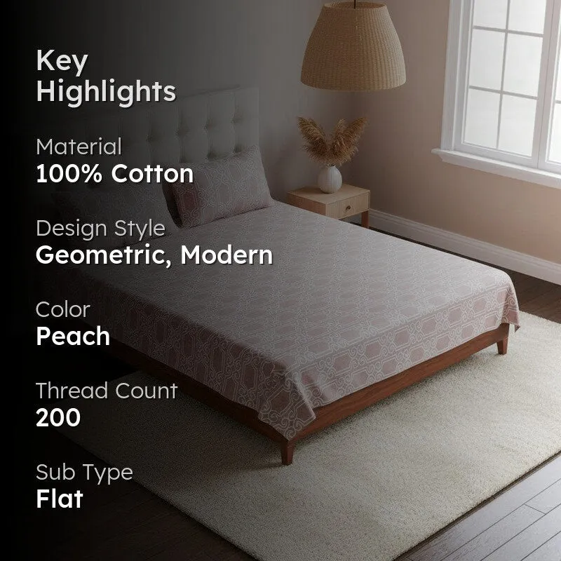 Antira Geometric Cotton Bedsheet (Pink) - 200 TC media 2