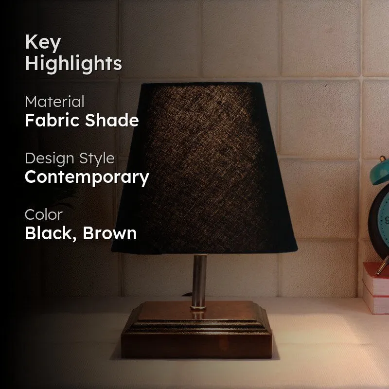Niksha Fabric Table Lamp - Black,Brown media 2